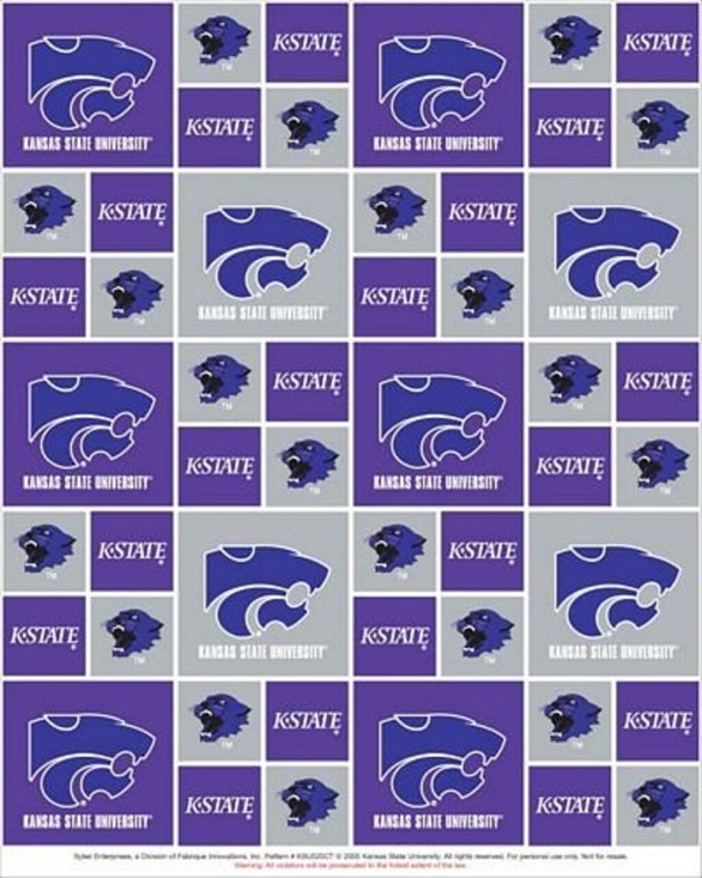 Licensed NCAA Kansas State All Over KSU-020 Cotton Fabric by the Yard